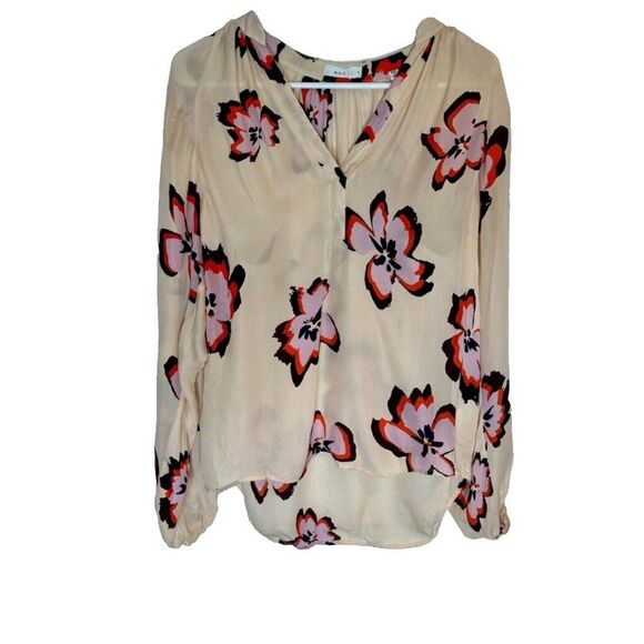 A.L.C Jules Floral Long Sleeve V-neck Silk Blouse Size 4 - Picture 2 of 10